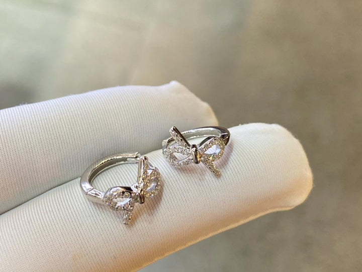 Effortlessly Unforgettable CZ Bow Hoop Earrings
